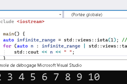 Code C++ utilisant les ranges et views