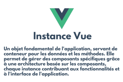 Logo Vue.js avec description de l'instance.