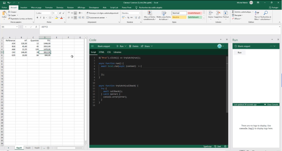 Formation Javascript et Excel : Manipuler les API Excel 365, 2016 et ...